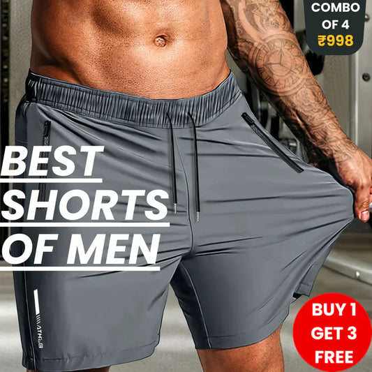 Combo of 4 Men's Stretchable Cotton Shorts for Summers 🌞🩳